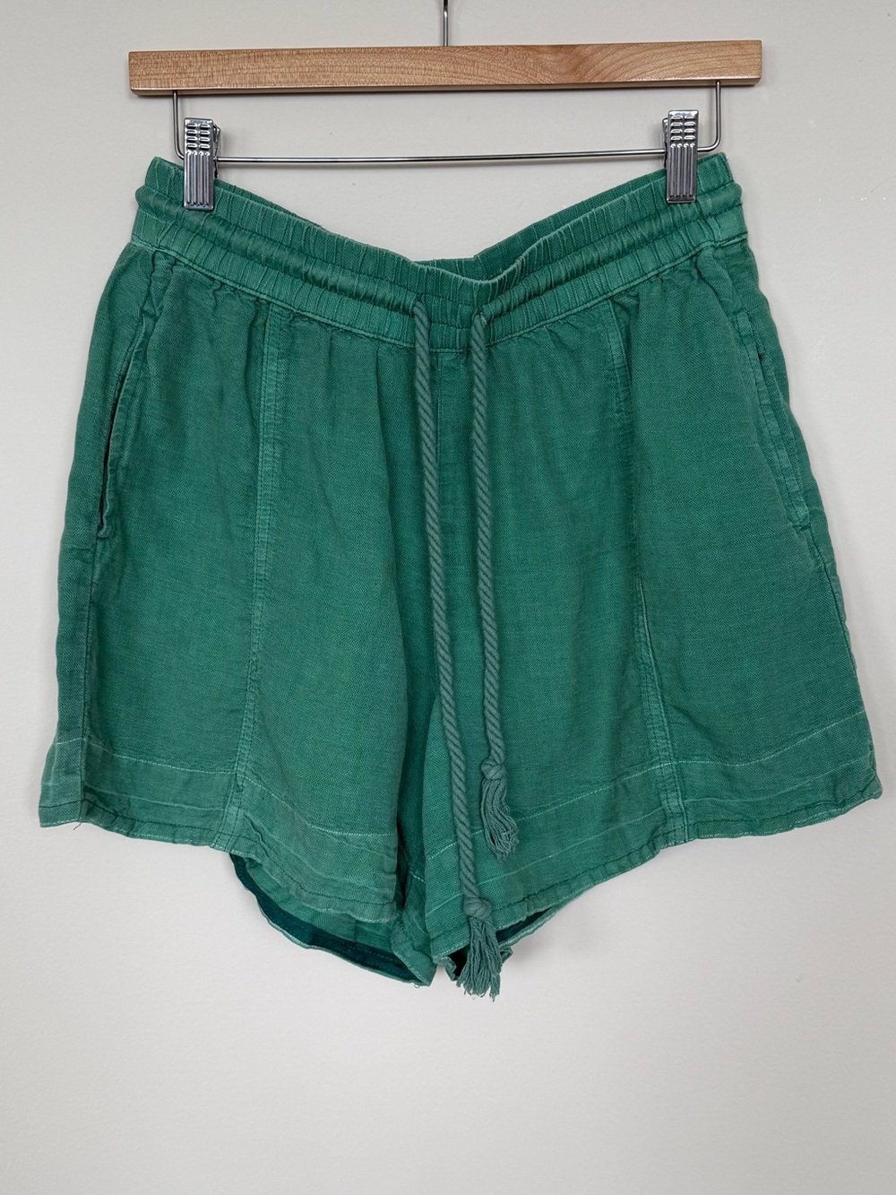 Vintage Green Drawstring Casual Summer Shorts Cover Up Bottoms Size Large